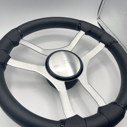 Malera Boat Steering Wheel Brushed Aluminum Spokes | Seastar Solutions