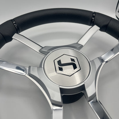 Malera Boat Steering Wheel Chrome Spokes | Harris Kayot Gray Star