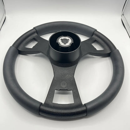 Model M13K Black Boat Steering Wheel KEY HUB Soft Touch Rim ABS Spokes