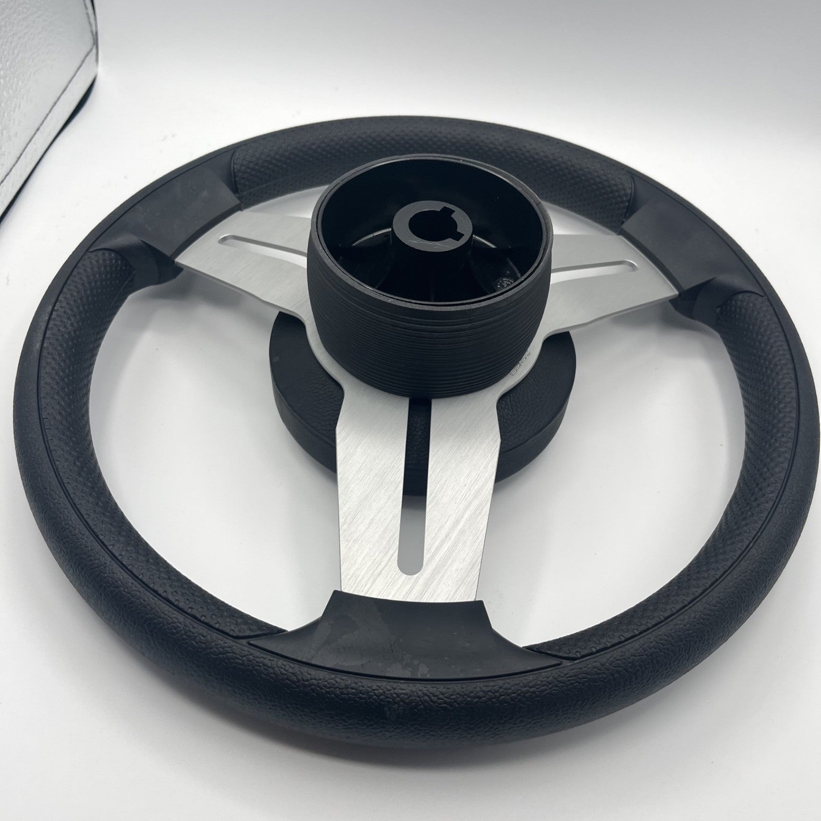 Model 15 Marine Steering Wheel Brush Alum Spokes | ATX Boats Logo