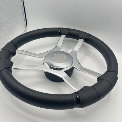 Malera Boat Steering Wheel Chrome Spokes | ABS Chrome Dome Blank SS Ctr.