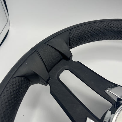 Gussi Italia Marine Steering Wheel Black Brush Metal Spokes | Manitou