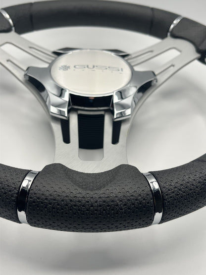 Verona Boat Steering Wheel Gray Brushed Aluminum Spokes | Gussi Italia
