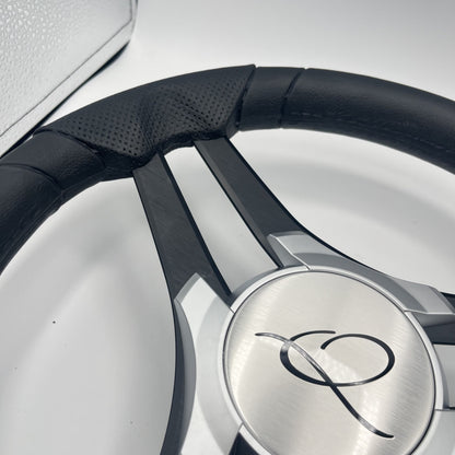 Molinara Marine Steering Wheel Black Brushed Alum Spokes | Apex