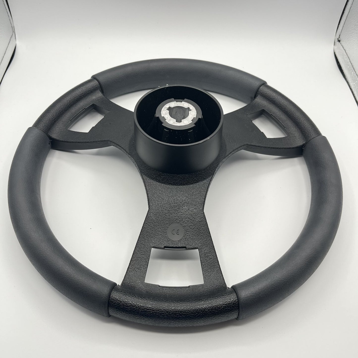 Model M13K Black Boat Steering Wheel KEY HUB Soft Touch Rim ABS Spokes