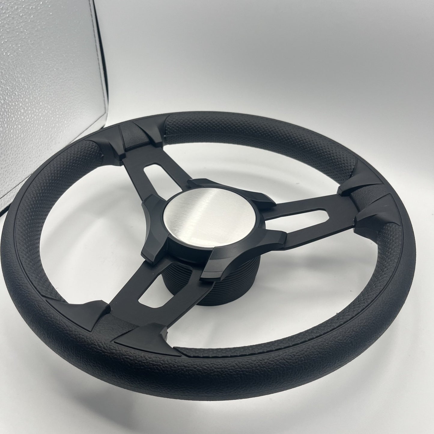 Gussi Italia Boat Model 15 Steering Wheel Black Brushed Alum Spokes |BlackPlain