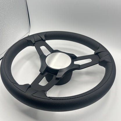 Gussi Italia Boat Model 15 Steering Wheel Black Brushed Alum Spokes |BlackPlain