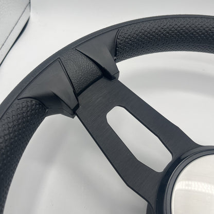 Gussi Italia Boat Model 15 Steering Wheel Black Brushed Alum Spokes | Plain