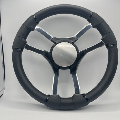 Malera Boat Steering Wheel Chrome Spokes | Blank Black Star