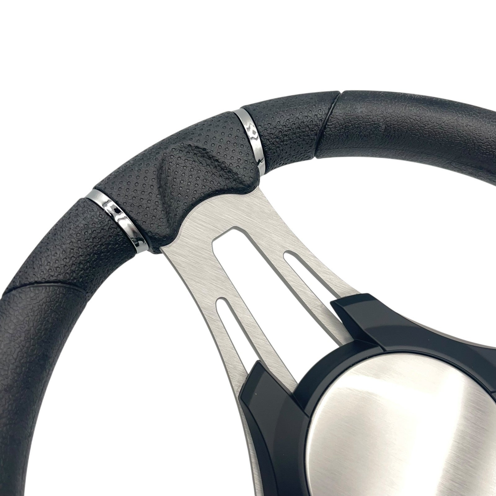 Verona Boat Steering Wheel Gray Brushed Aluminum Spokes | Plain