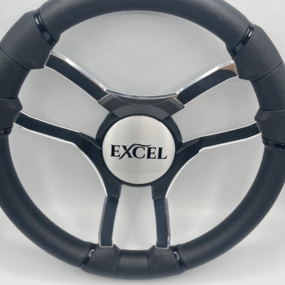 Malera Boat Steering Wheel Chrome Spokes | Excel Black Star