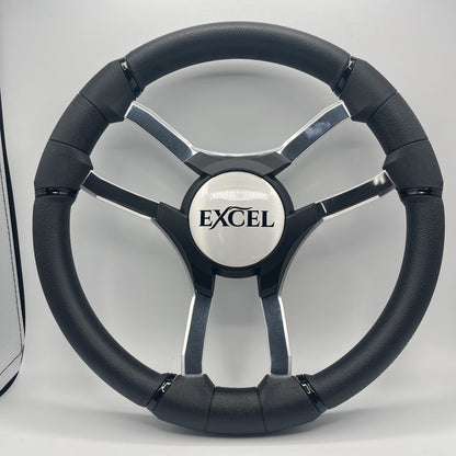 Malera Boat Steering Wheel Chrome Spokes | Excel Black Star