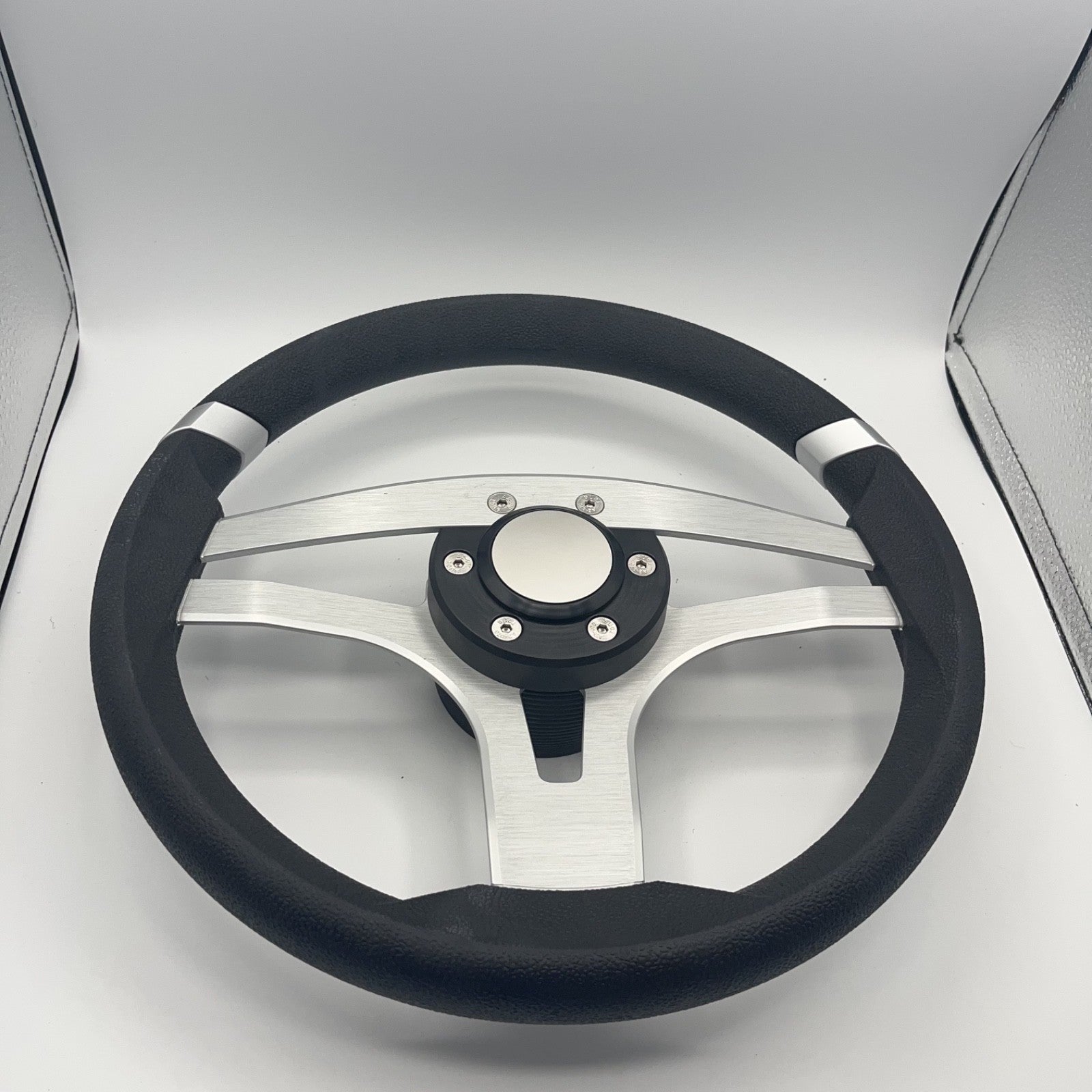 Badia Boat Steering Wheel Brushed Aluminum Spokes | Blank Snap-in