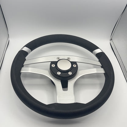 Badia Boat Steering Wheel Brushed Aluminum Spokes | Blank Snap-in
