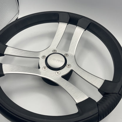 Benaco Boat Steering Wheel Brushed Aluminum Spokes | Gussi Snap-in