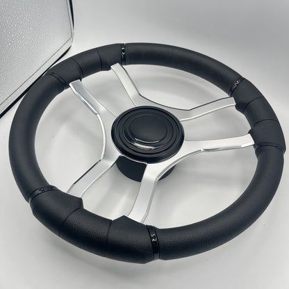 Malera Boat Steering Wheel Chrome Spokes | Blank Black Star