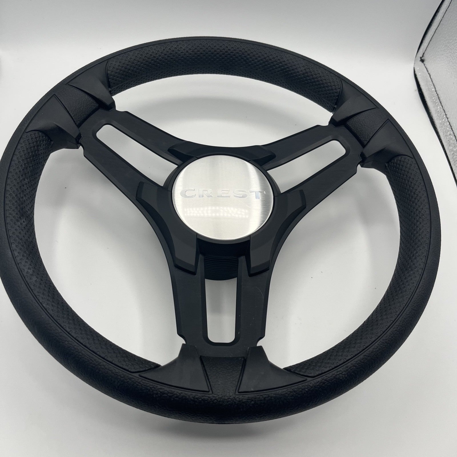 Gussi Italia Marine Steering Wheel Black Brush Metal Spokes | Crest