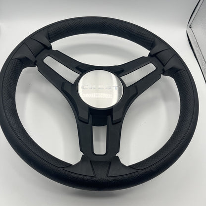 Gussi Italia Marine Steering Wheel Black Brush Metal Spokes | Crest