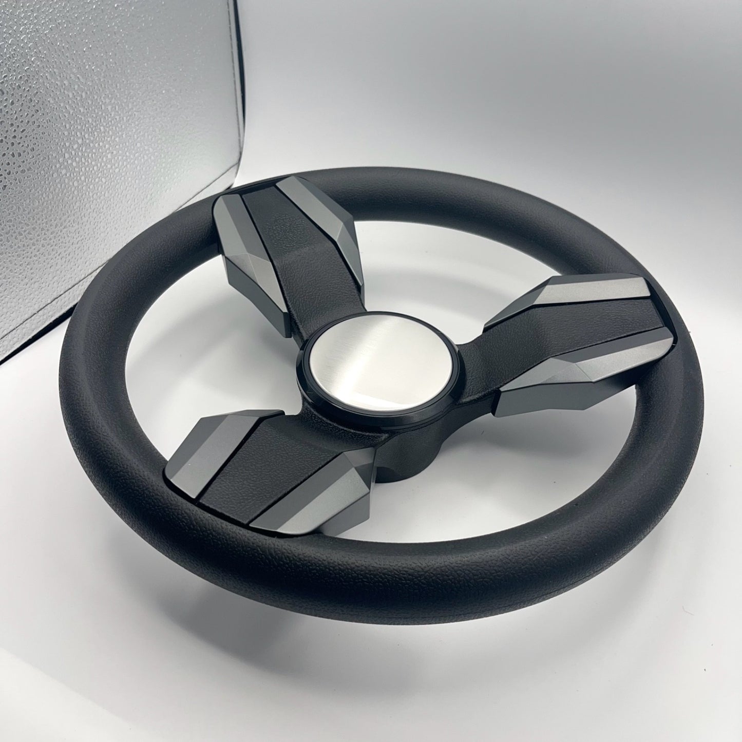 Collina Boat Steering Wheel Dark Gray Inserts - Blank Dome - Keyed ONLY