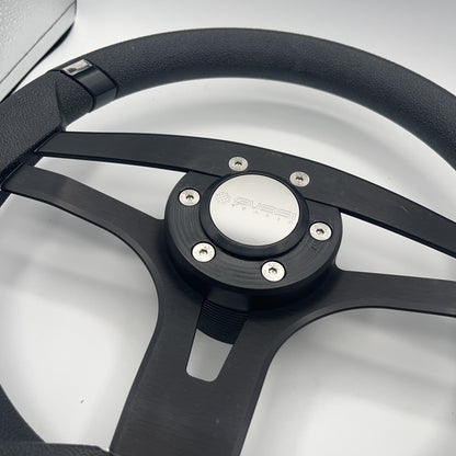Badia Boat Steering Wheel Brushed Black Aluminum Spokes | Gussi Snap-in