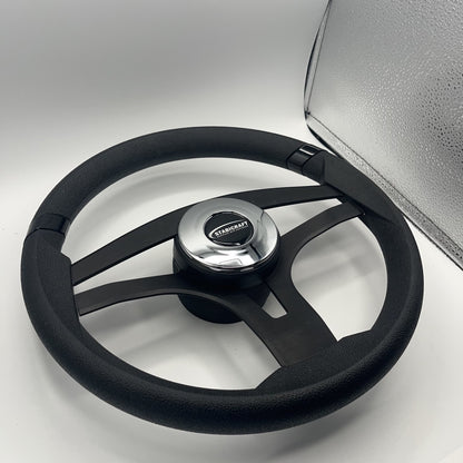 Badia Boat Steering Wheel Brushed Black Aluminum Spokes | Stabicraft
