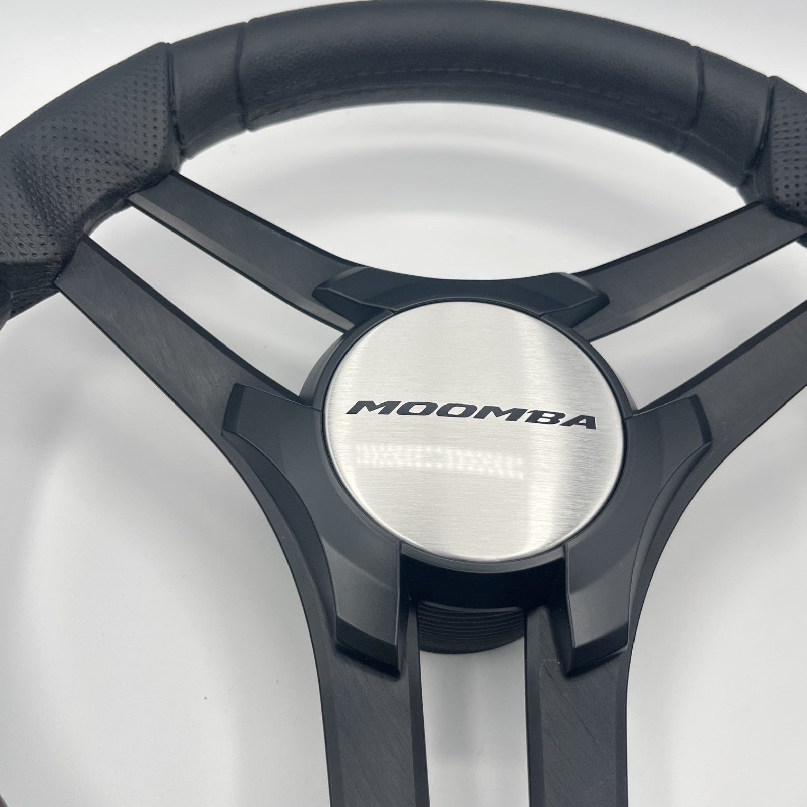 Molinara Marine Steering Wheel Black Brushed Alum Spokes | Moomba