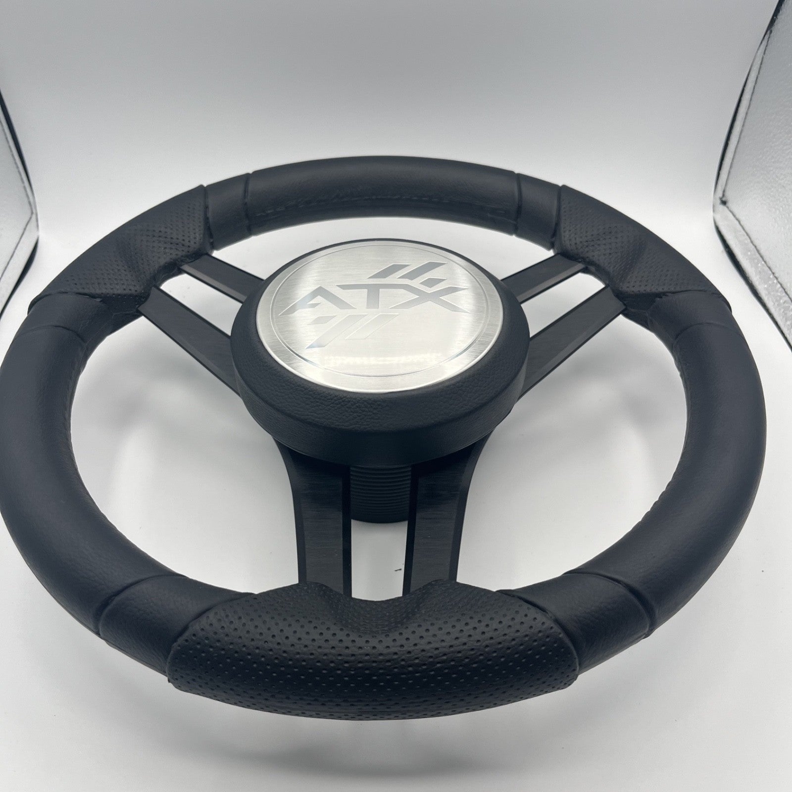 Molinara Marine Steering Wheel Black Brushed Aluminum Spokes | ATX