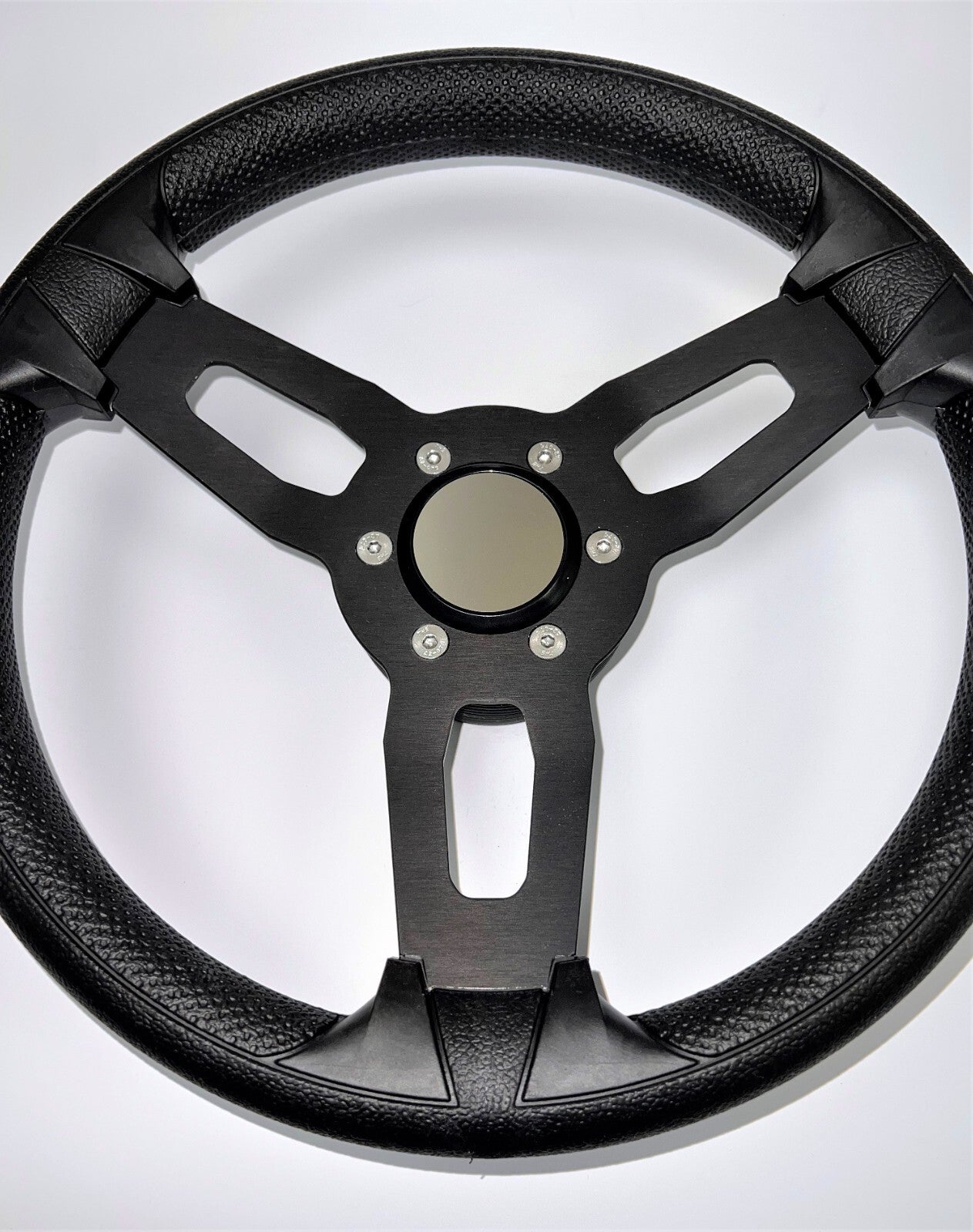 Model 15 Marine Steering Wheel Black Brushed Aluminum Spokes | Metal Blank