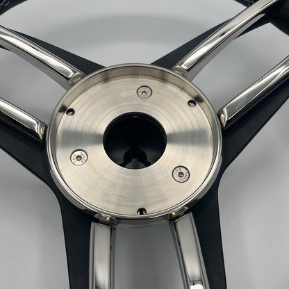 Varatti Boat Steering Wheel Stainless Steel Spoke Leather Rim | Varatti Logo