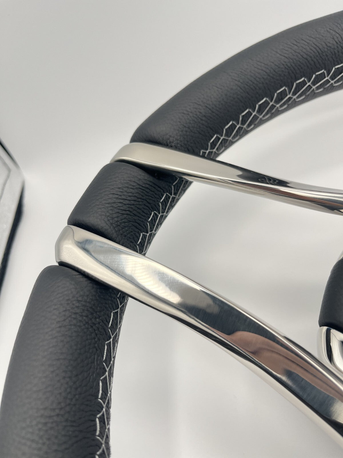 Lora Boat Steering Wheel Stainless Steel Spokes | Silver Wave Boat Logo