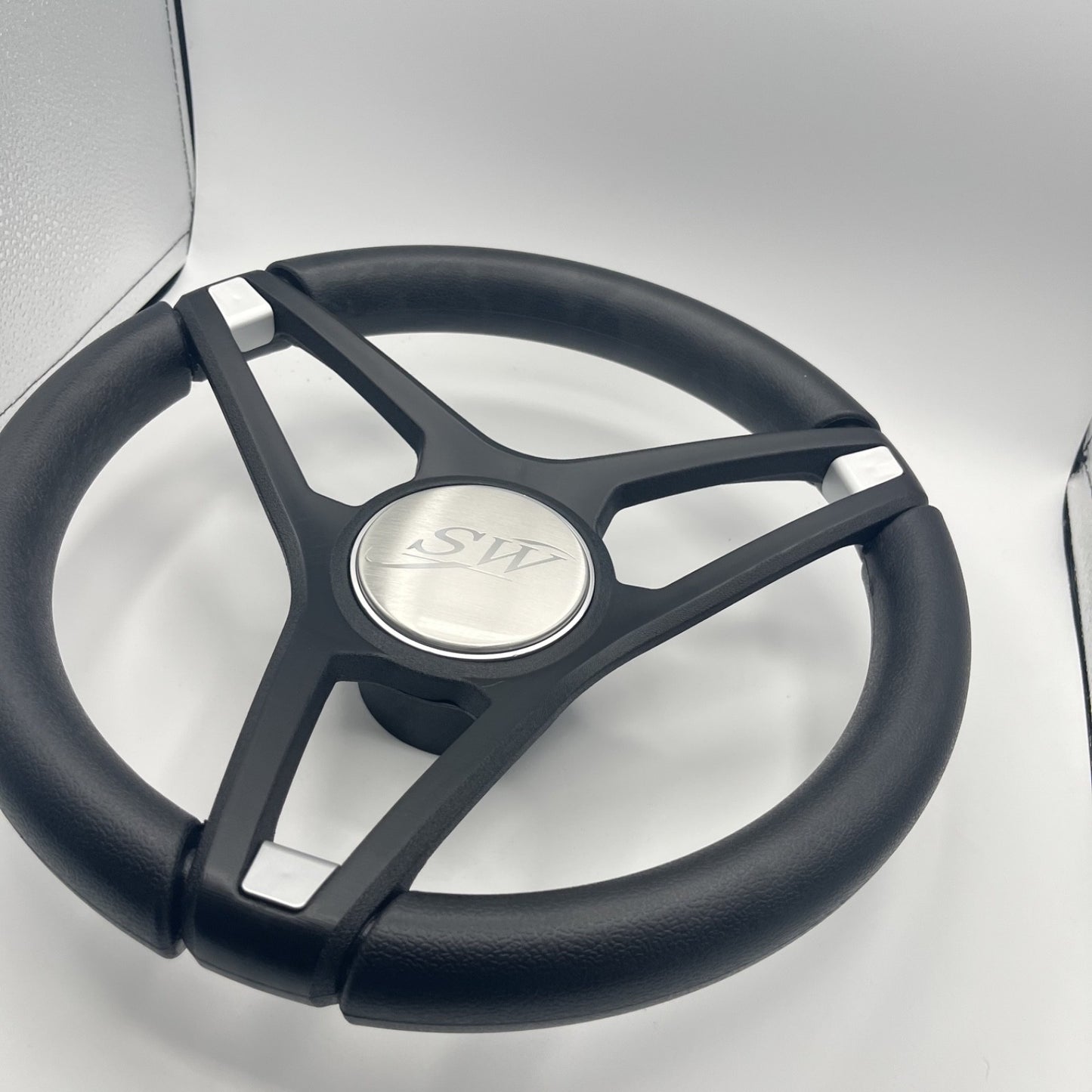 Molino Black w/Soft Touch Urethane Rim Boat Steering Wheel | Blue Wave
