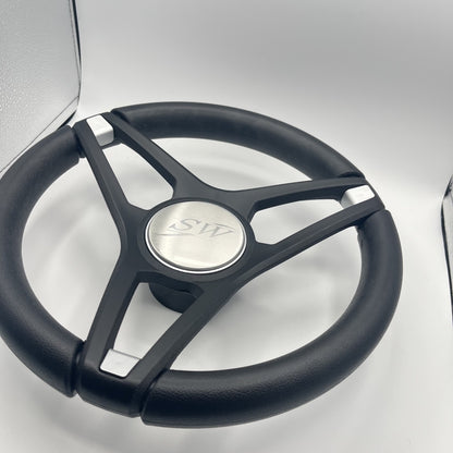 Molino Black w/Soft Touch Urethane Rim Boat Steering Wheel | Blue Wave