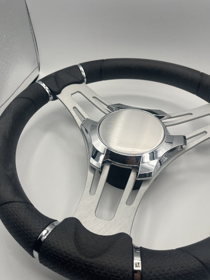Verona Boat Steering Wheel Gray Brushed Aluminum Spokes