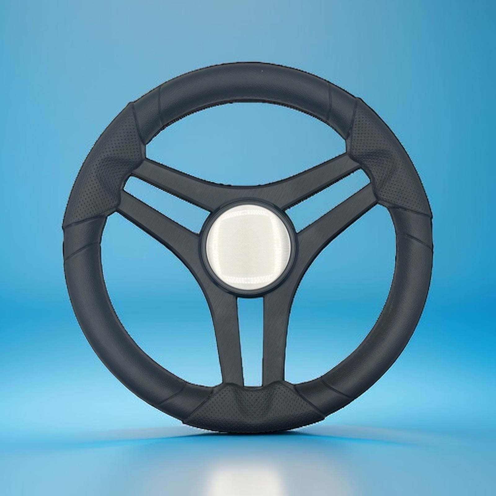 Molinara Marine Steering Wheel Black Brushed Alum Spokes | Plain Brushed