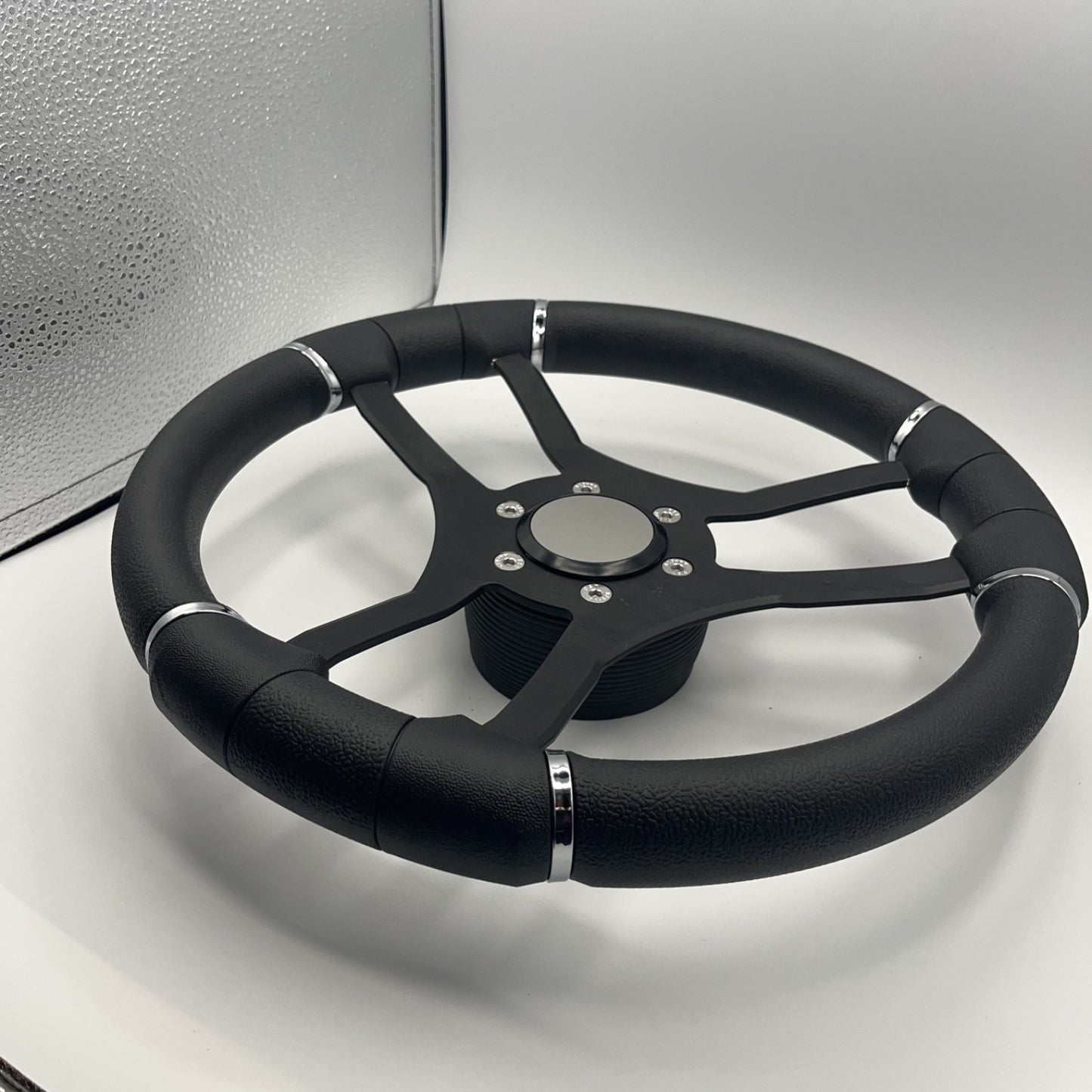 Malera Boat Steering Wheel Black Aluminum Spokes | Blank Snap-in