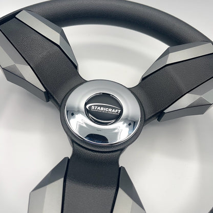 Collina Boat Steering Wheel Dark Gray Inserts - Stabicraft - Keyed ONLY