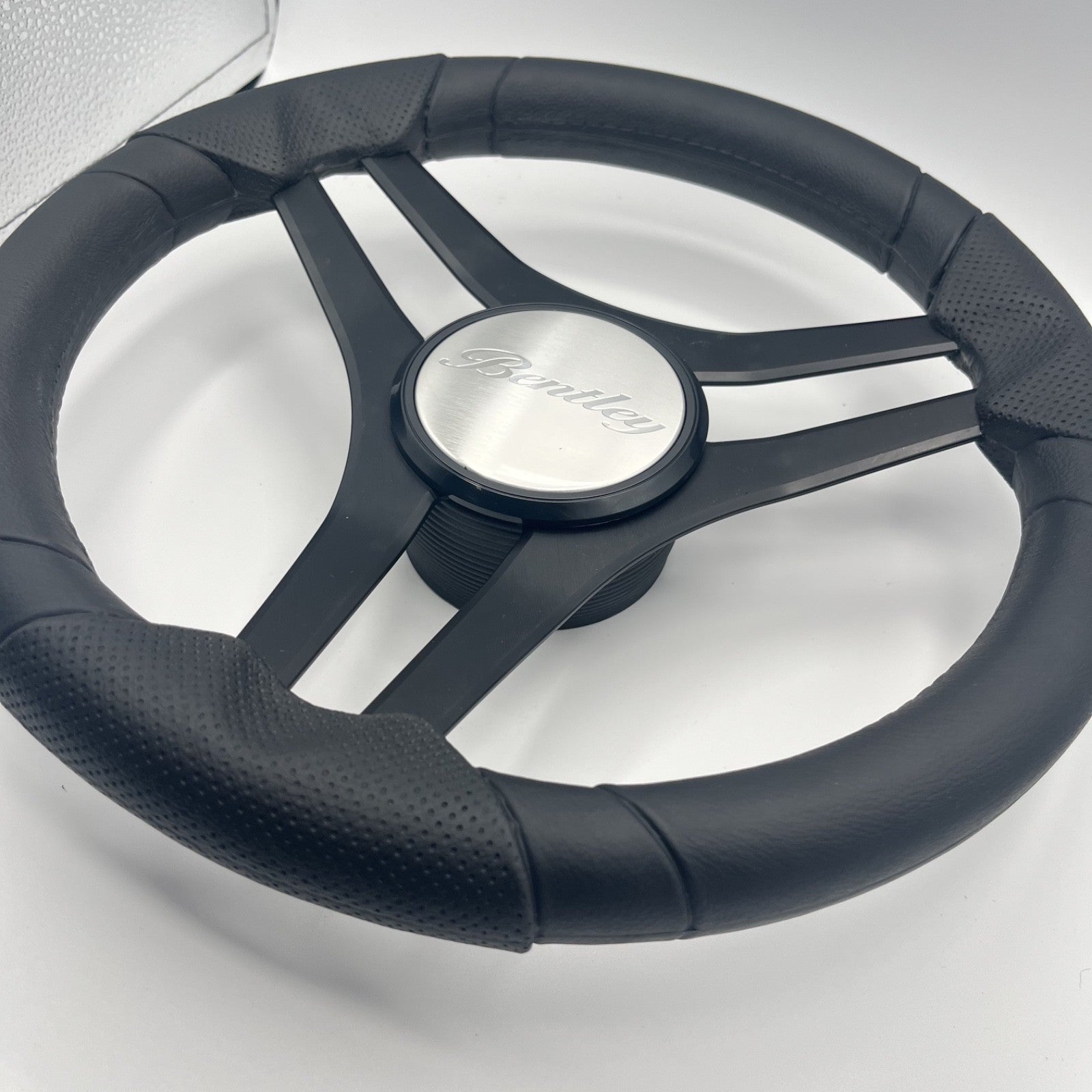 Molinara Marine Steering Wheel Black Brushed Alum Spokes | Lowe Boats