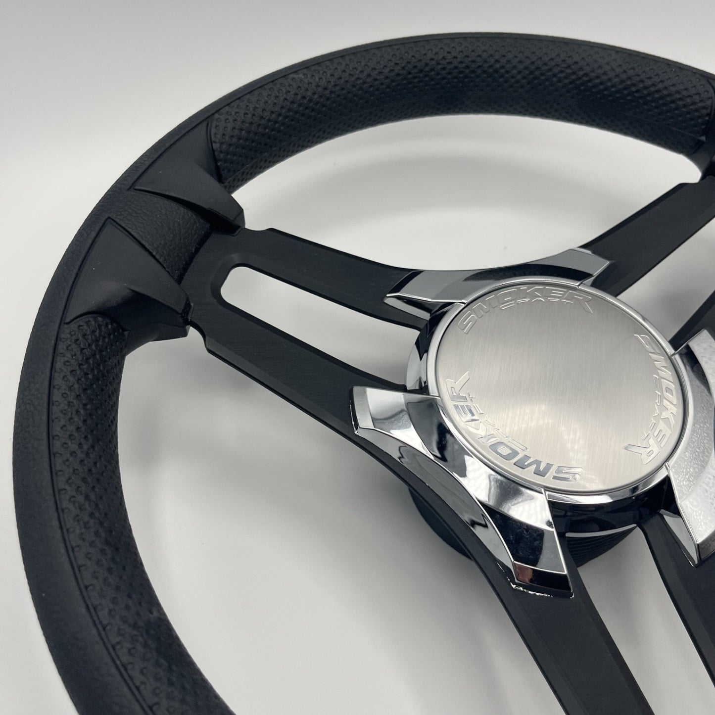 Gussi Italia Marine Steering Wheel Black Brush Metal Spokes | Smokercraft