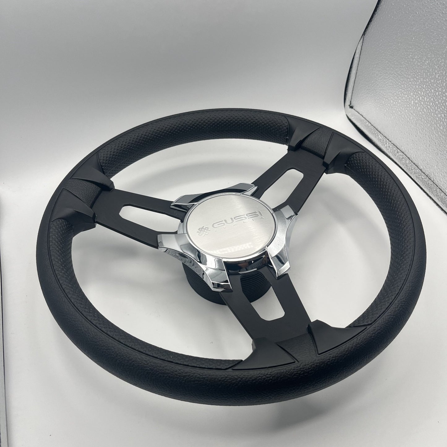 Gussi Italia Boat Model 15 Steering Wheel Black Brushed Alum Spokes | Gussi