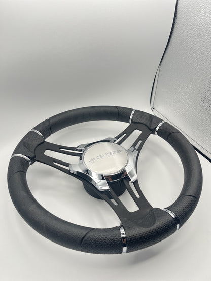 Gussi Italia Boat Steering Wheel Black Brushed Alum Spokes | Gussi Italia