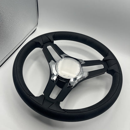 Gussi Italia Marine Steering Wheel Black Brush Metal Spokes | Starcraft