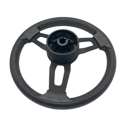 Model 15 Marine Steering Wheel Black Brushed Aluminum Spokes | Bennington