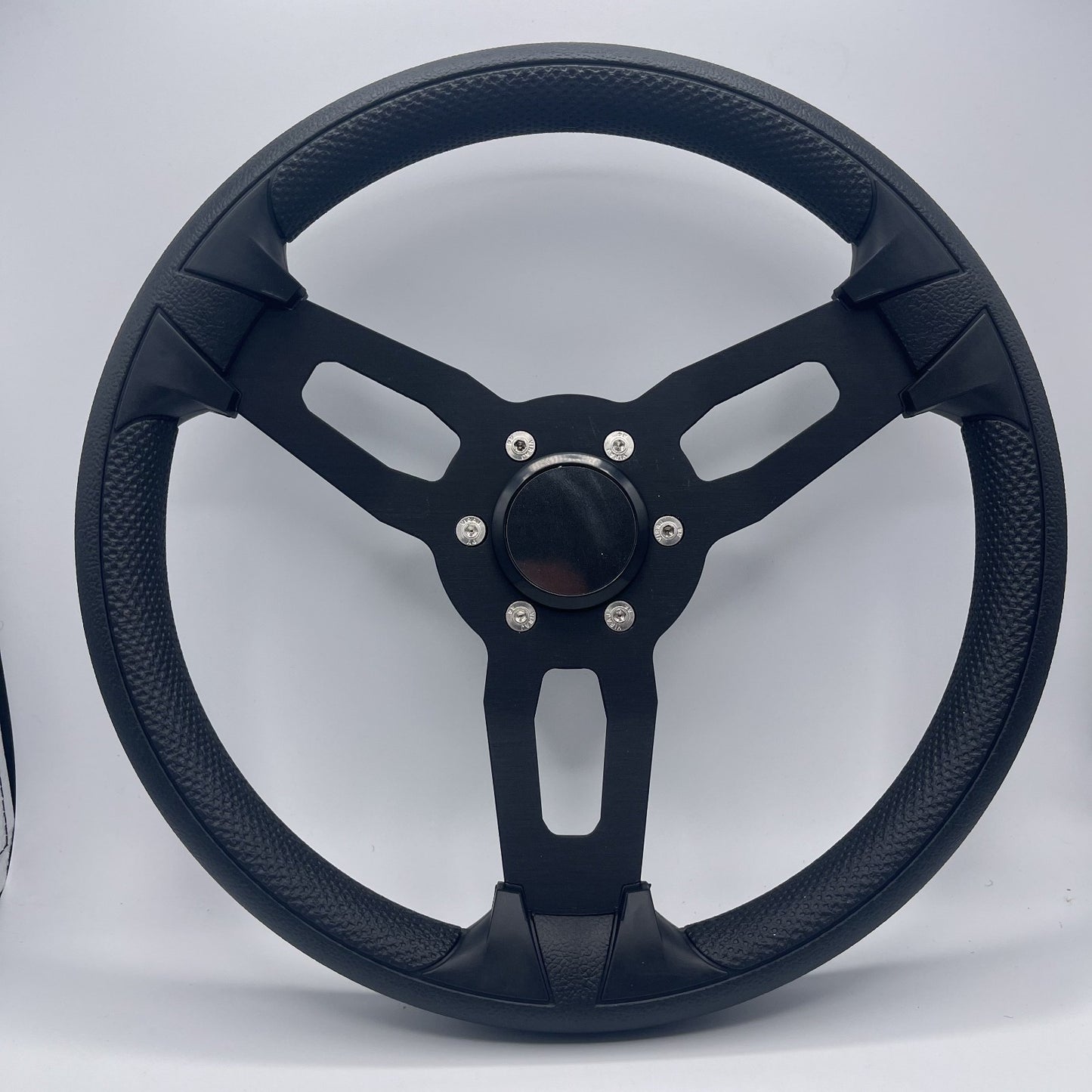 Gussi Italia Boat Model 15 Steering Wheel Black Brushed Alum Spokes |Blank