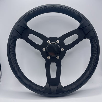 Gussi Italia Boat Model 15 Steering Wheel Black Brushed Alum Spokes |Blank