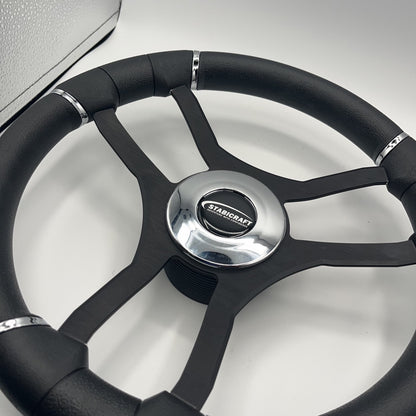 Malera Boat Steering Wheel Black Aluminum Spokes | Stabicraft