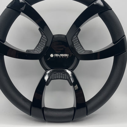 La Corte Boat Steering Wheel Black Gloss Inserts | Gussi Italia Logo