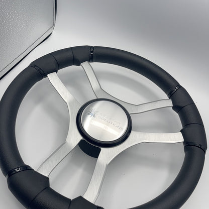 Malera Boat Steering Wheel Brushed Aluminum Spokes | Seastar Solutions