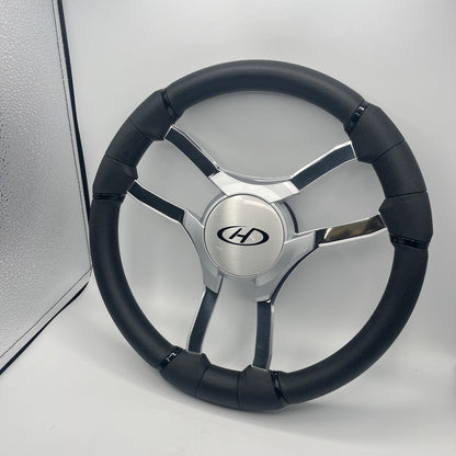 Malera Boat Steering Wheel Chrome Spokes | Harris Kayot Gray Star