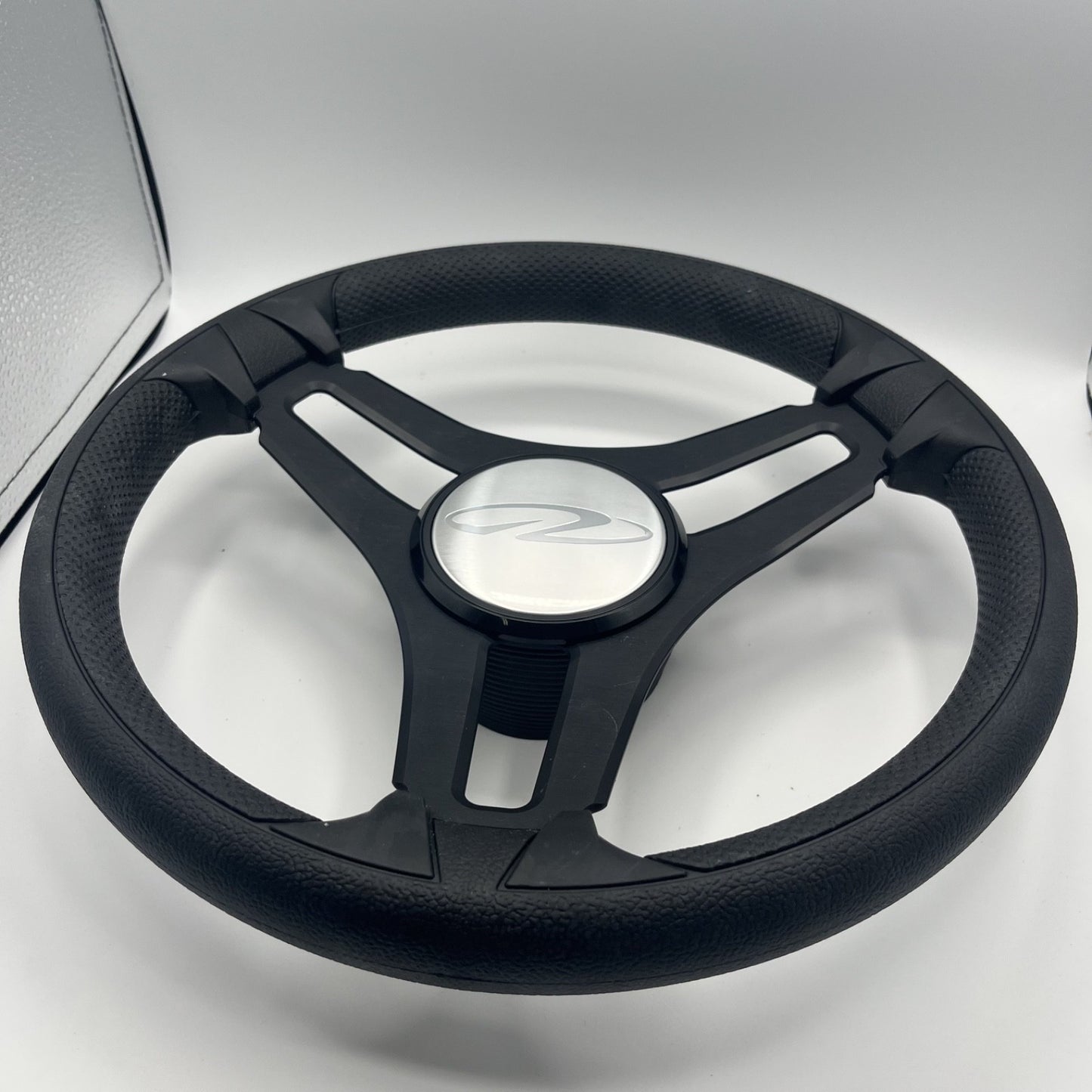 Gussi Italia Marine Steering Wheel Black Brush Metal Spokes |Regal