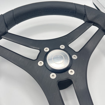 Molinara Marine Steering Wheel Black Brushed Alum Spokes | Target Style